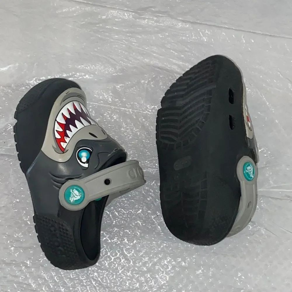 Kids Shark Clogs - Gray and Black C 8